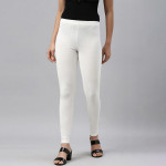 Women Cream-Coloured Solid Ankle-Length Leggings