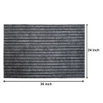 Grey & Black Striped Microfiber Anti-Skid Door Mat