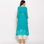 Women Teal Embroidered Kurta