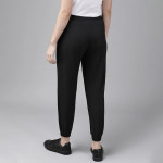 Women Black Solid Straight Fit Cropped Joggers