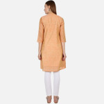 Women Orange Solid A-Line Cotton Kurta