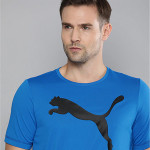 Men Blue & Black ACTIVE Big Logo DryCell Printed Round Neck T-shirt