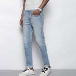 Men Blue Skinny Fit Heavy Fade Stretchable Jeans