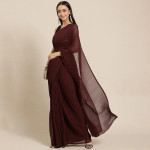 Maroon Pleated Georgette Saree