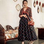 Black & Orange Ethnic Motifs Printed Maxi Dress